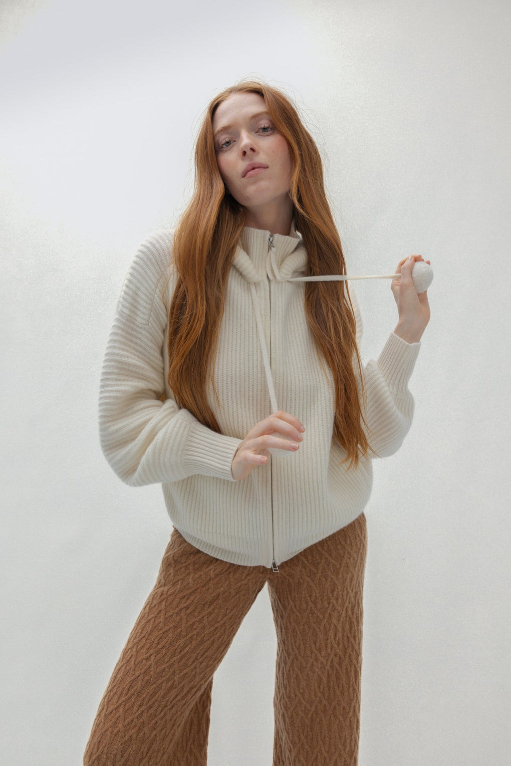 LUXE PUFF ZIP UP CARDIGAN