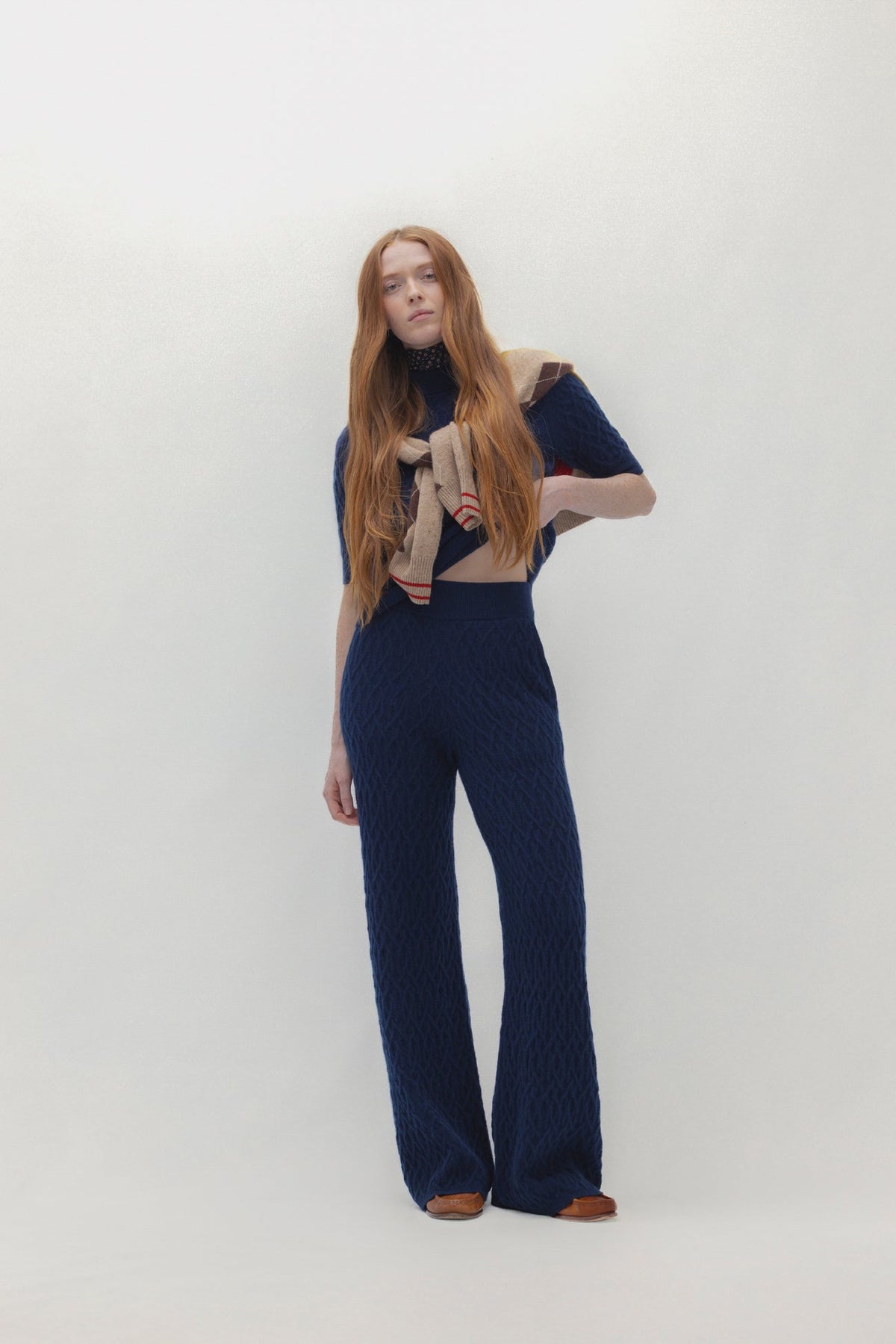 CABLE KNIT WIDE-LEG PANT