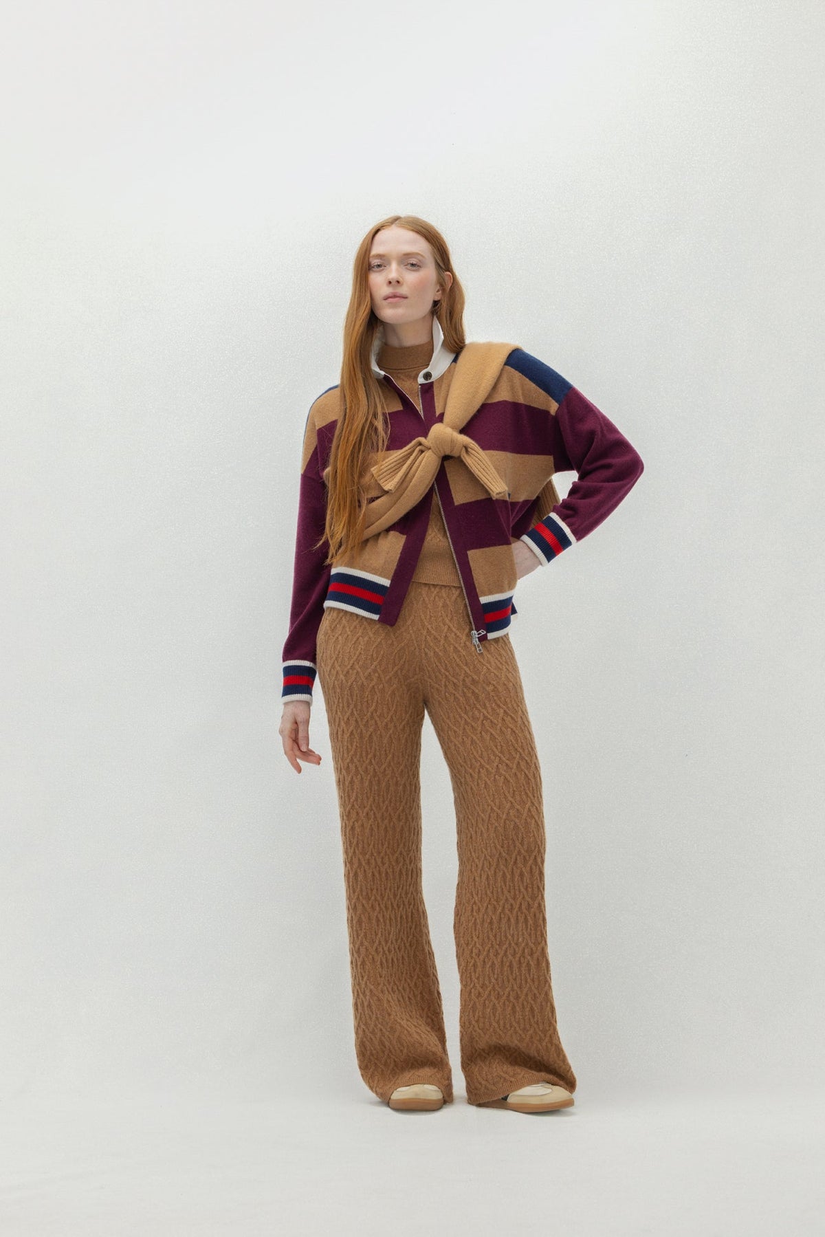 CABLE KNIT WIDE-LEG PANT