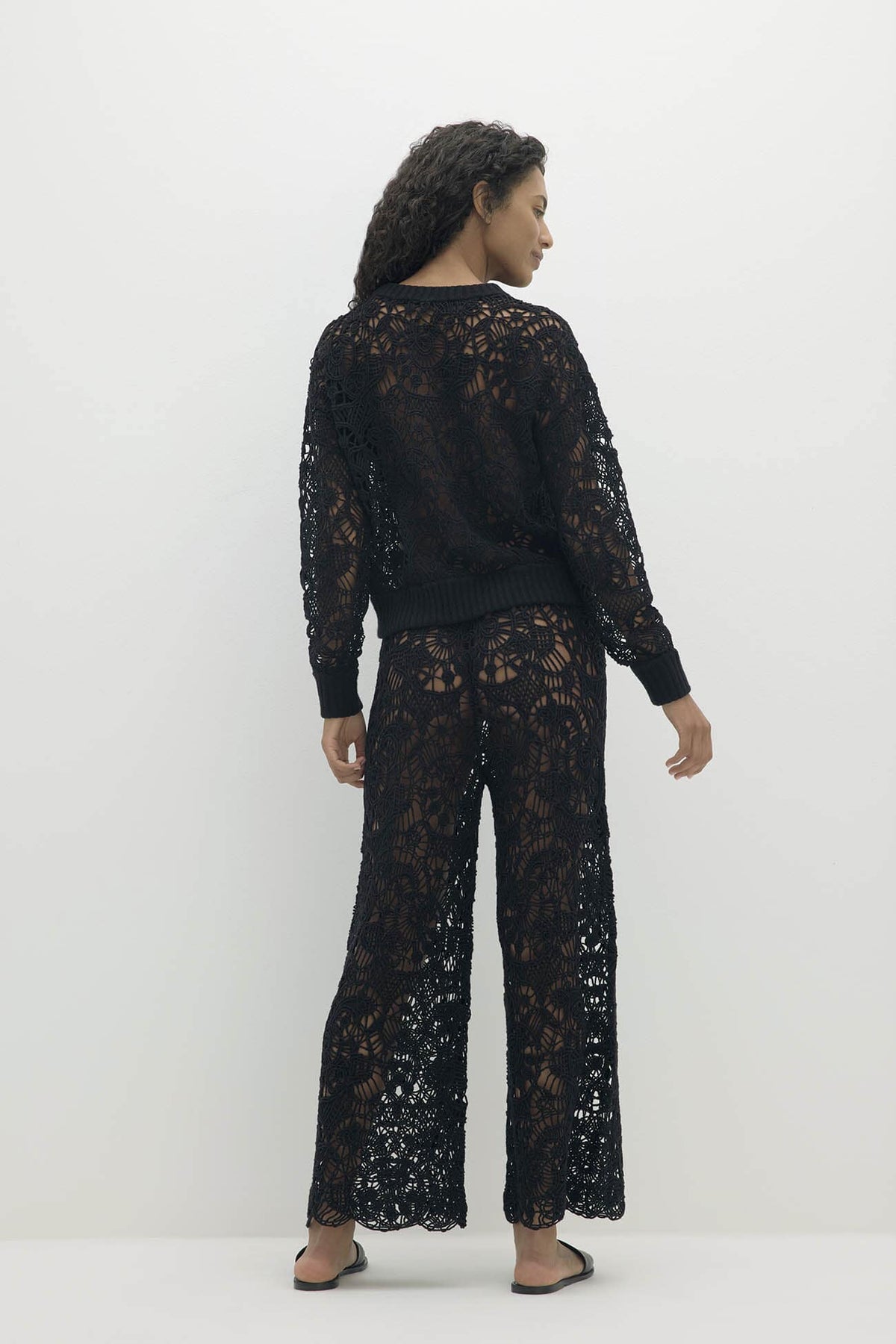 MONICA CROCHET CASHMERE BLEND CREWNECK