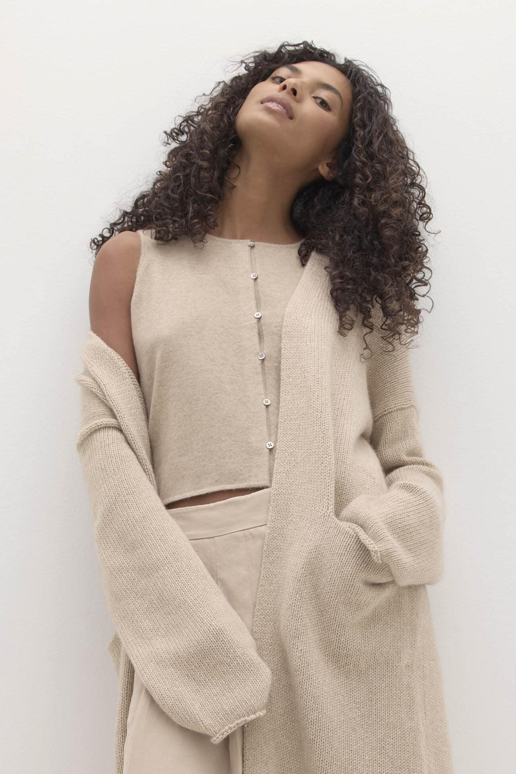 HARRIET LONGLINE ORGANIC CASHMERE BLEND CARDIGAN