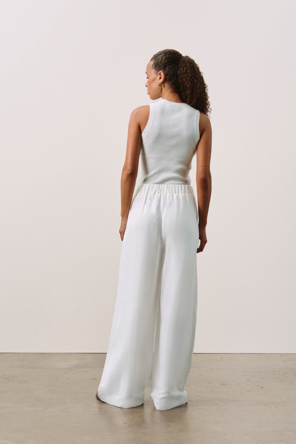 LEYNA SILK LINEN WIDE LEG PANT