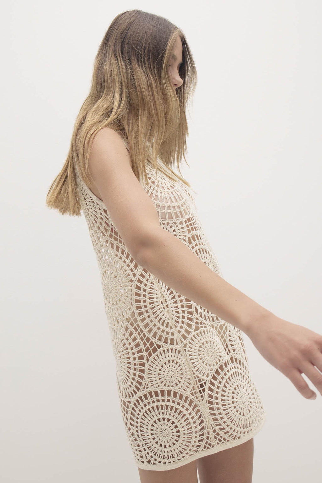 ALESSANDRA CROCHET CASHMERE BLEND DRESS