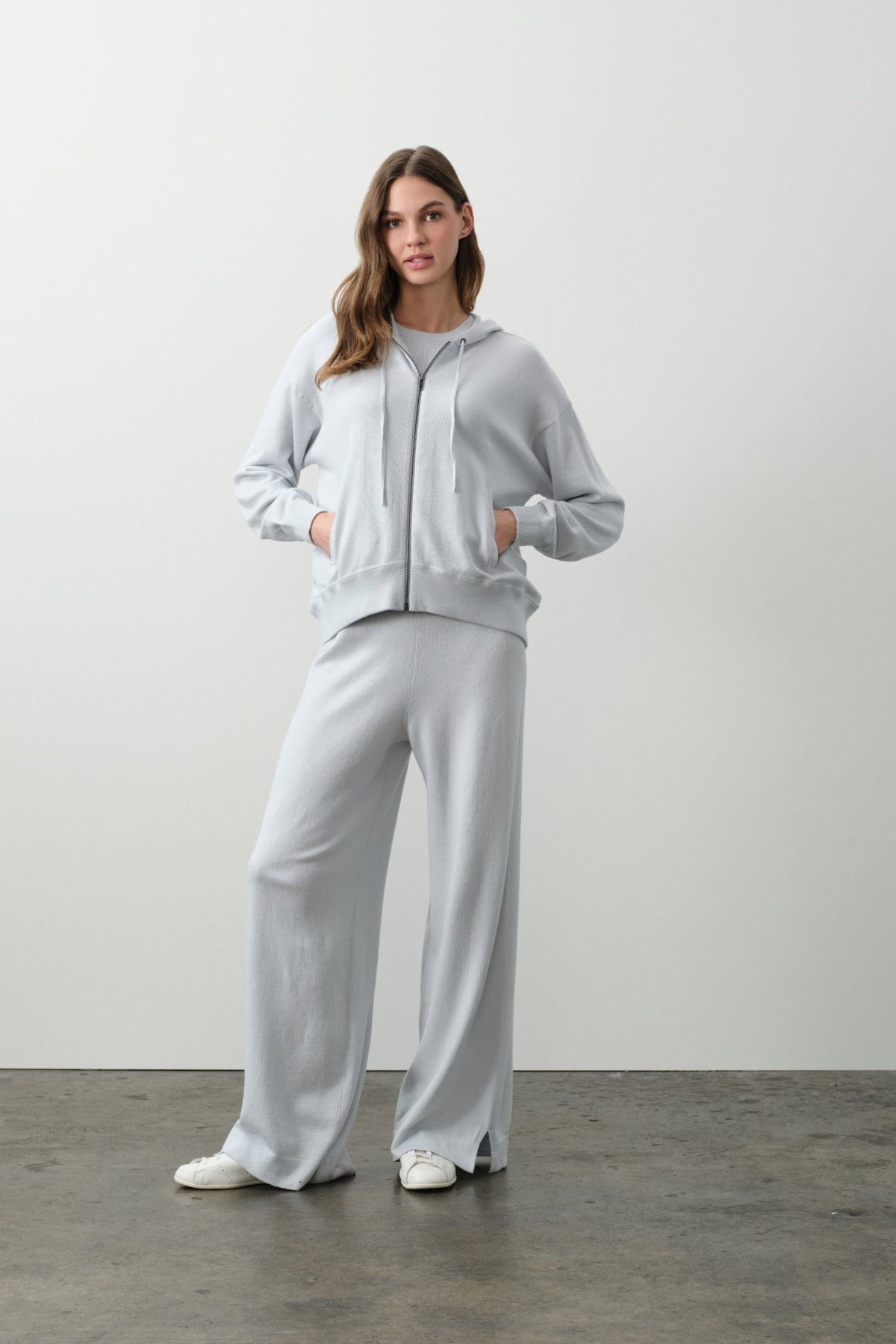 SERENA COTTON CASHMERE ZIP-UP HOODIE