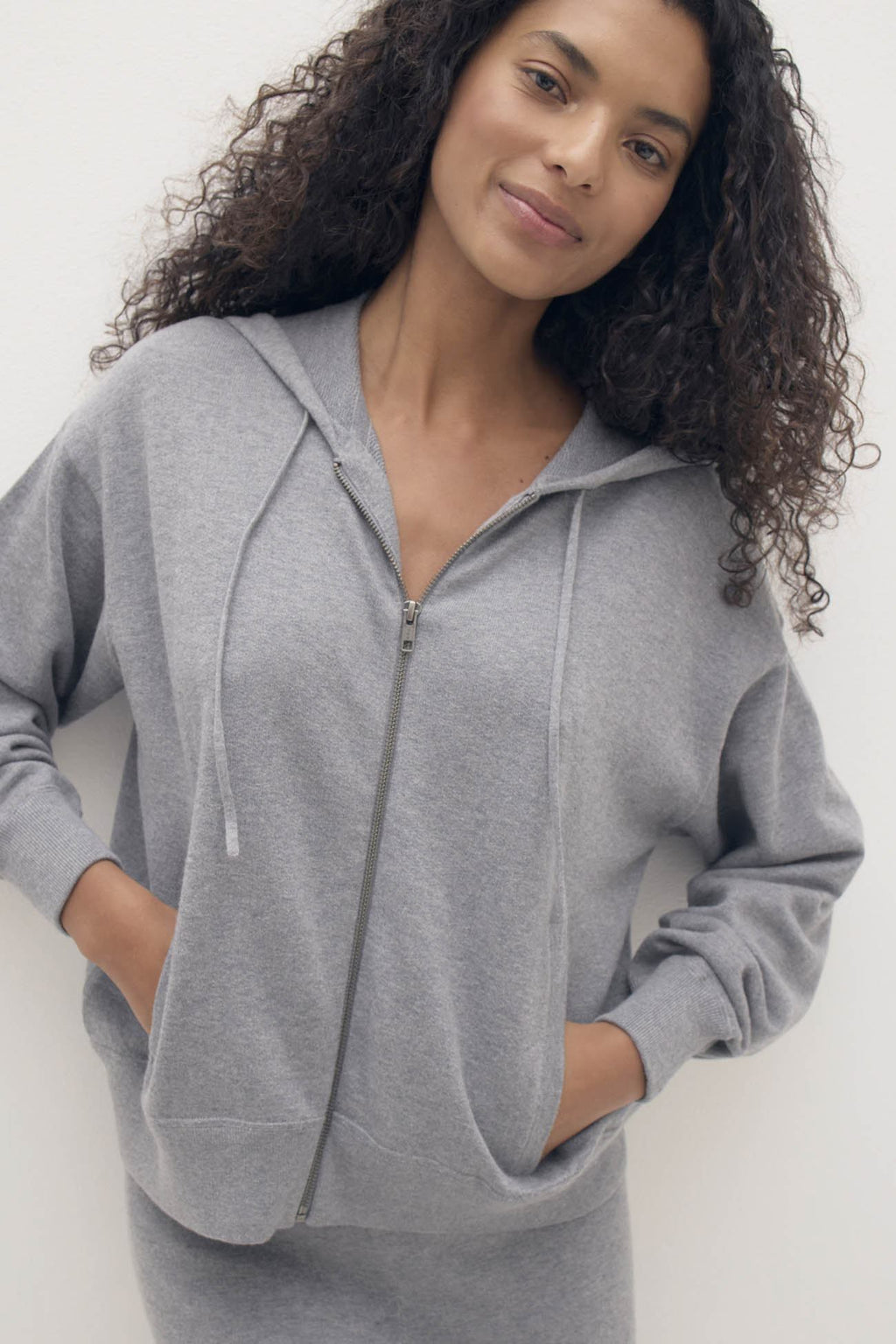 SERENA COTTON CASHMERE ZIP-UP HOODIE