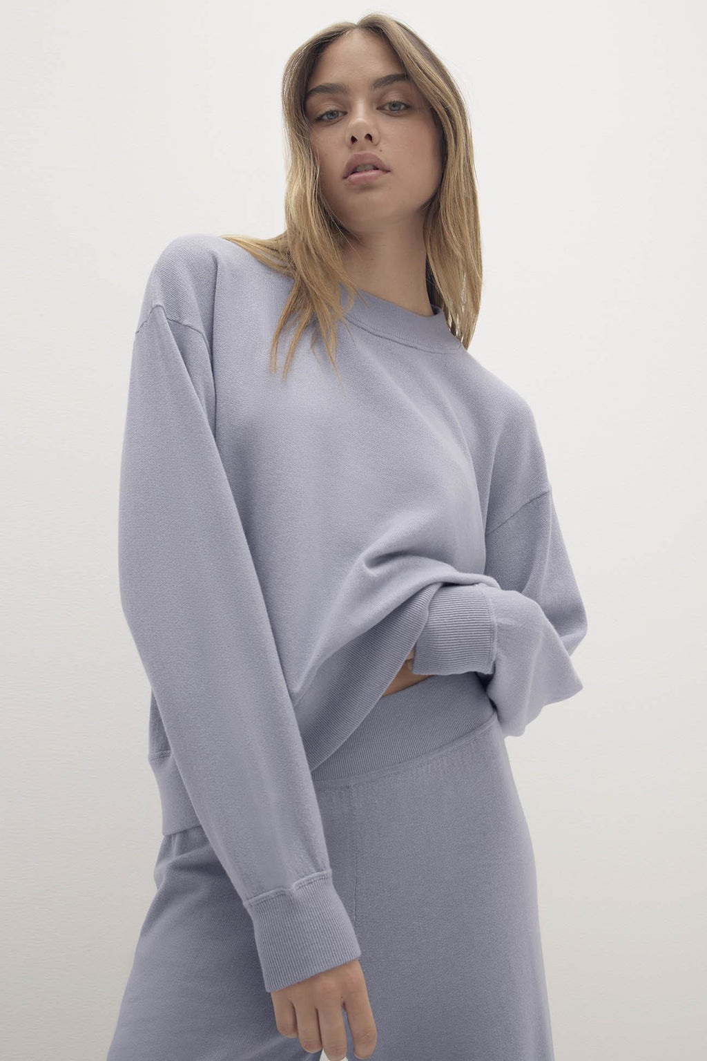 BIANKA COTTON CASHMERE CREWNECK PULLOVER