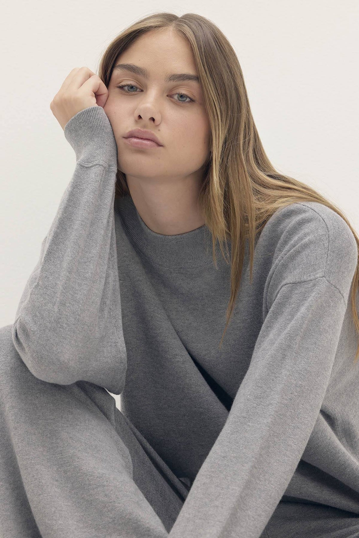 BIANKA COTTON CASHMERE CREWNECK PULLOVER