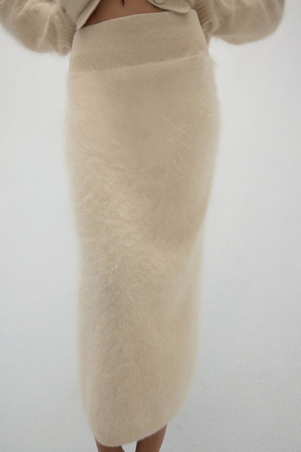 FRANCESCA BRUSHED CASHMERE MIDI SKIRT
