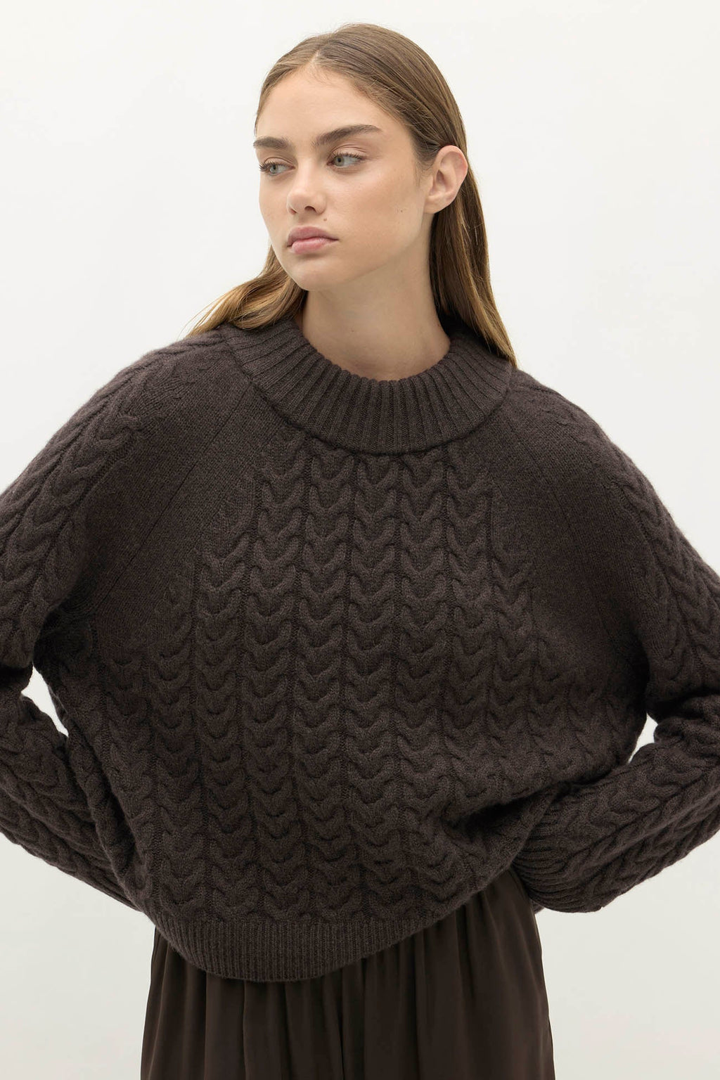 BAILEY CABLEKNIT MOCK NECK
