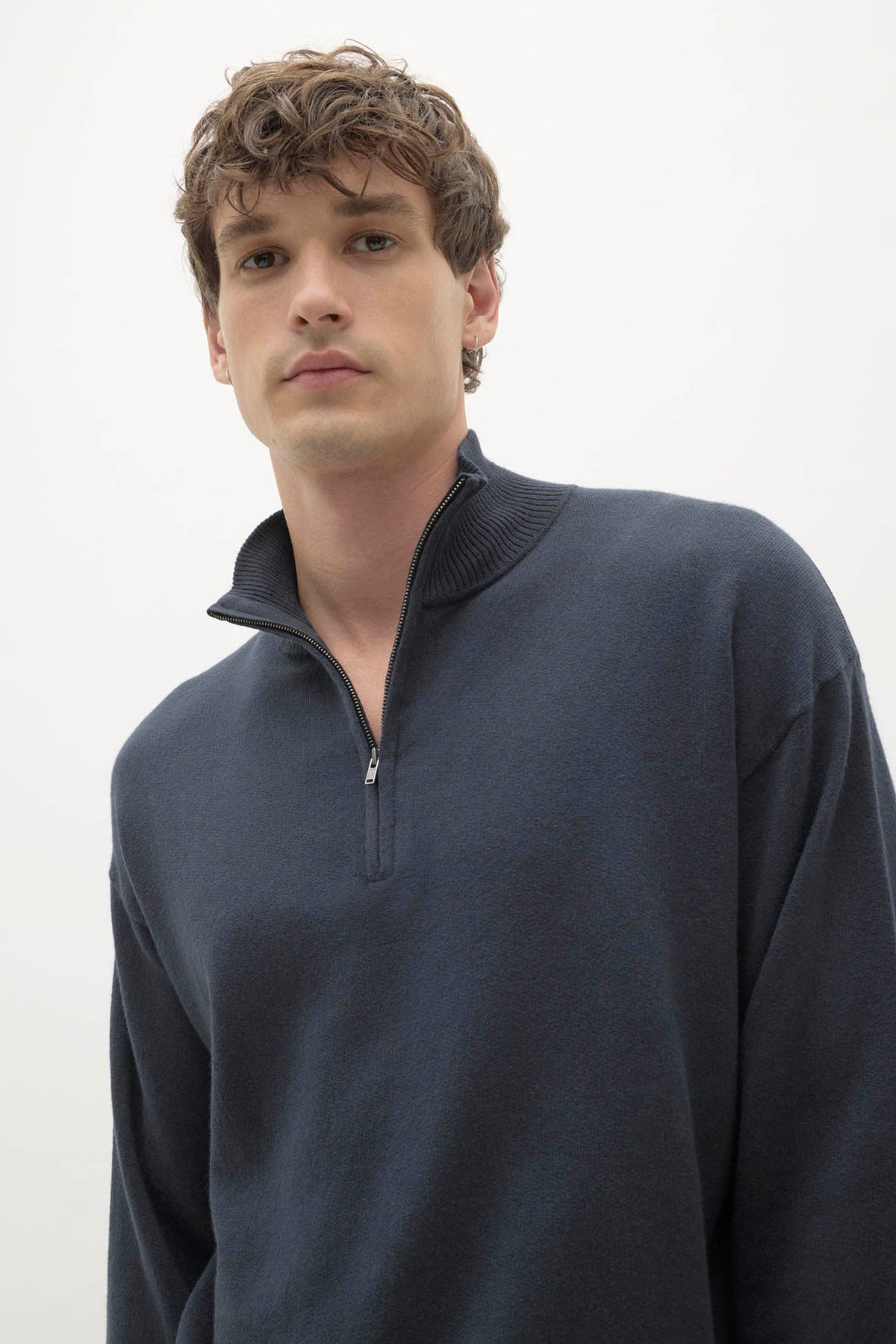 RONAN COTTON CASHMERE HALF-ZIP