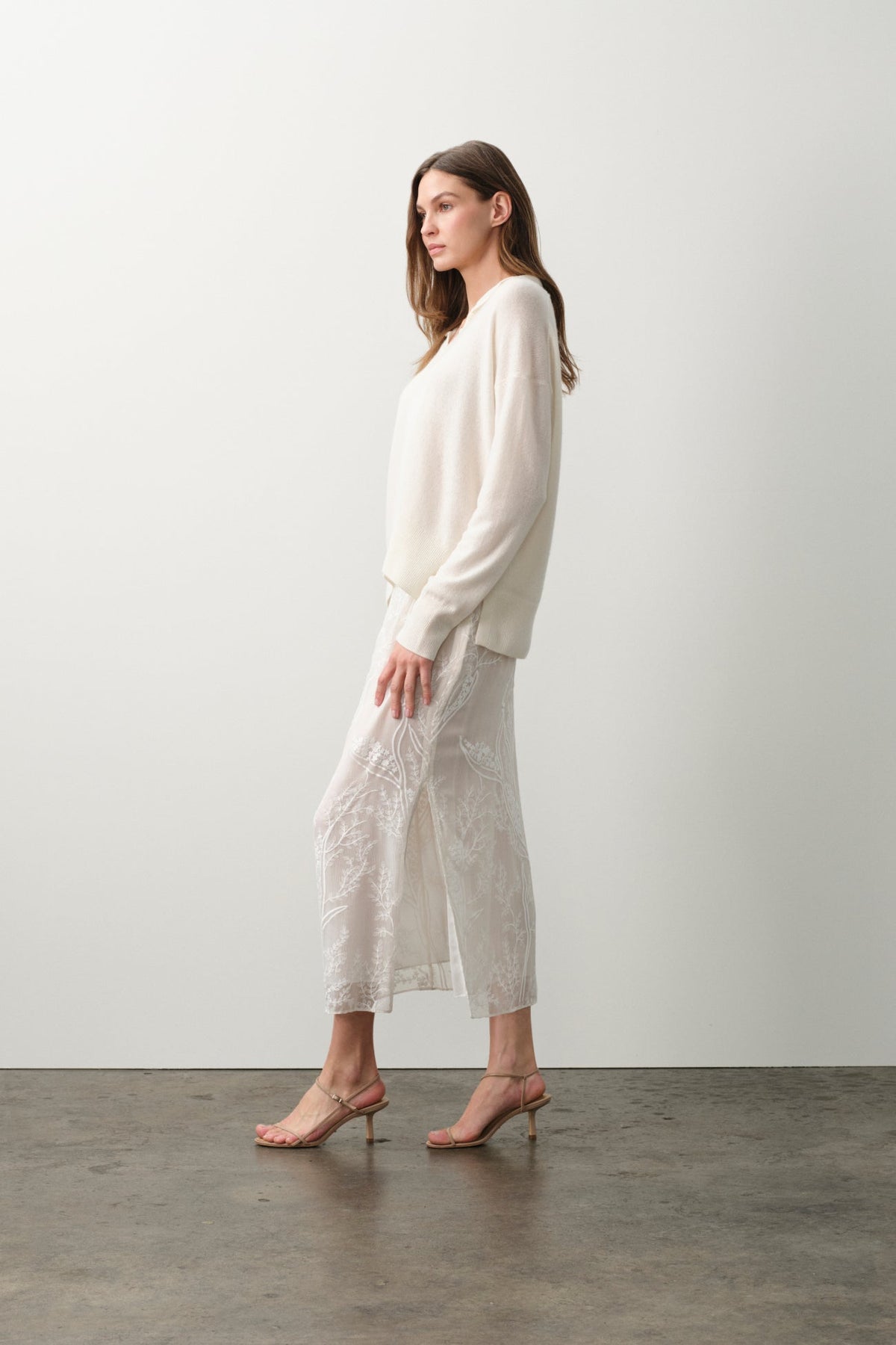 SALLY FLORAL SILK CHIFFON MIDI SKIRT
