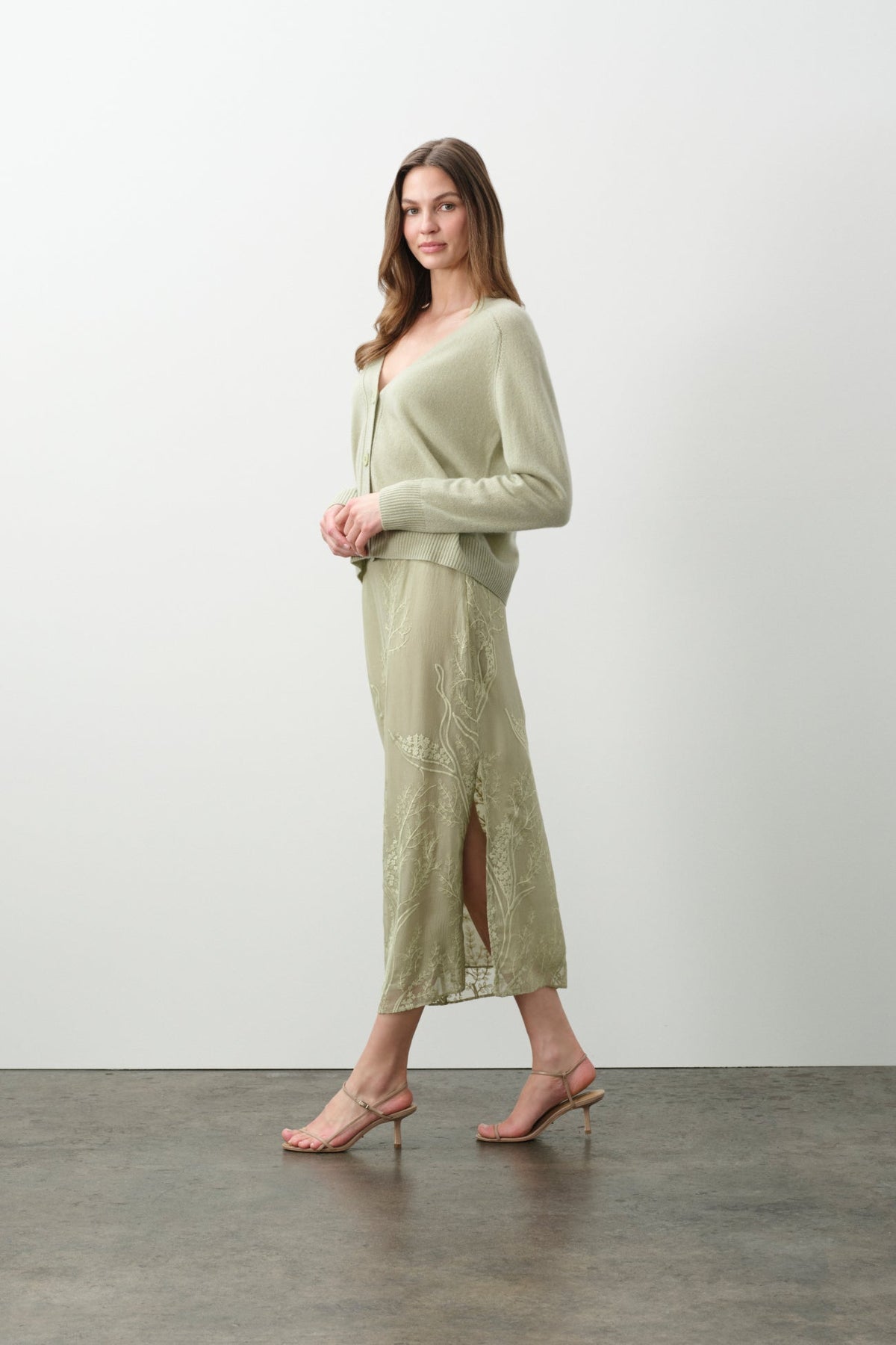 SALLY FLORAL SILK CHIFFON MIDI SKIRT