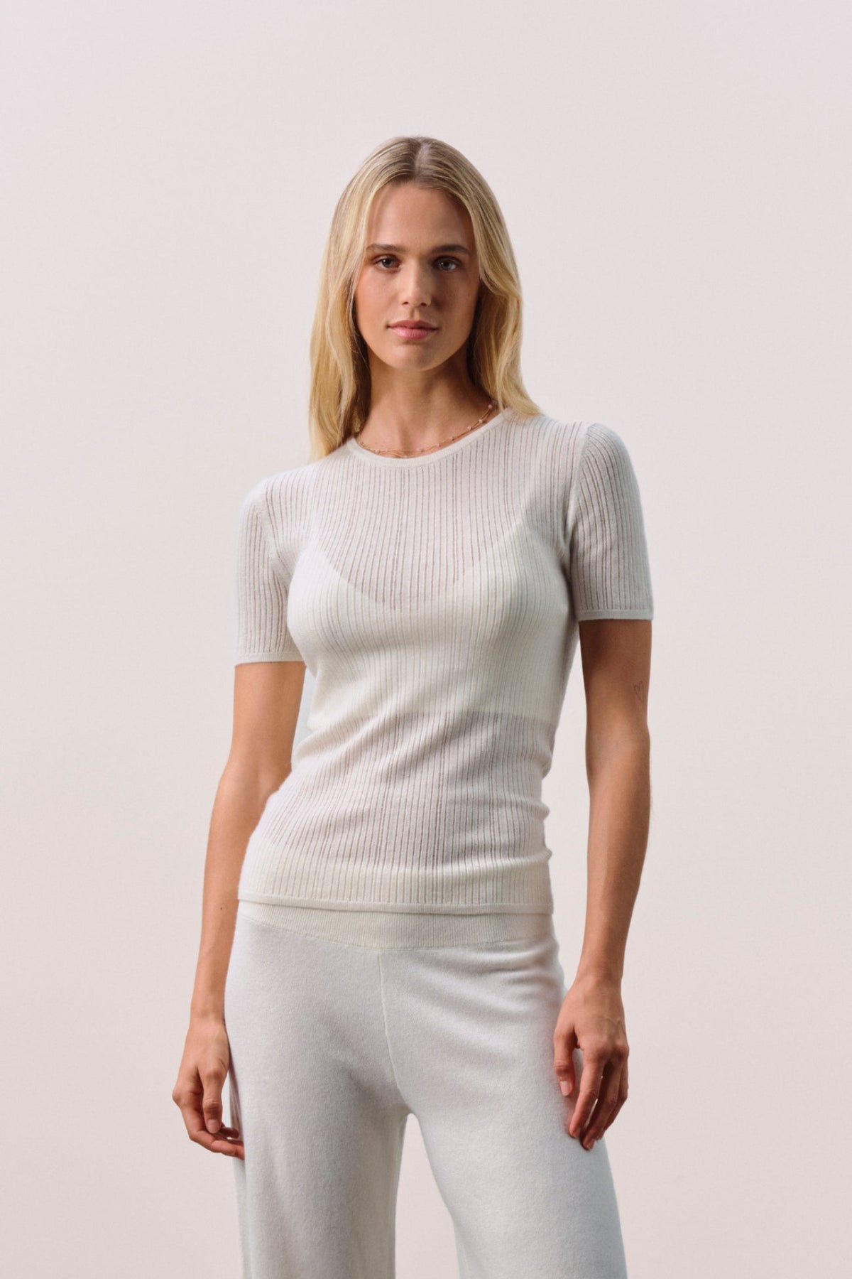 ETTA TRELLIS CASHMERE TEE
