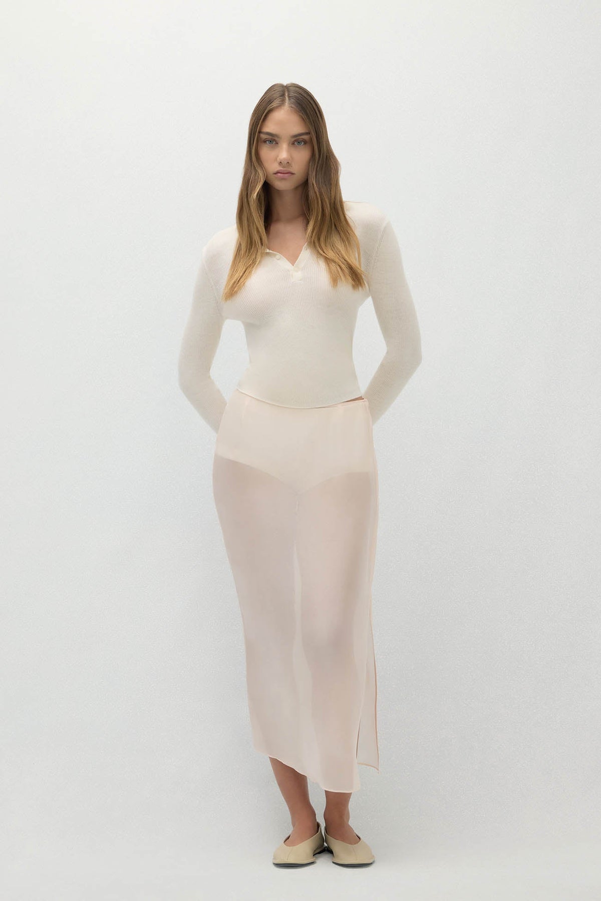 MARISSA SILK ORGANZA MIDI SKIRT